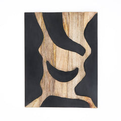 Mango Wood Wall Art | Black & Natural Abstract Wooden Wall Decor