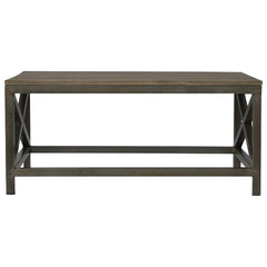 Industrial Cross Metal Coffee Table, Brown and Black