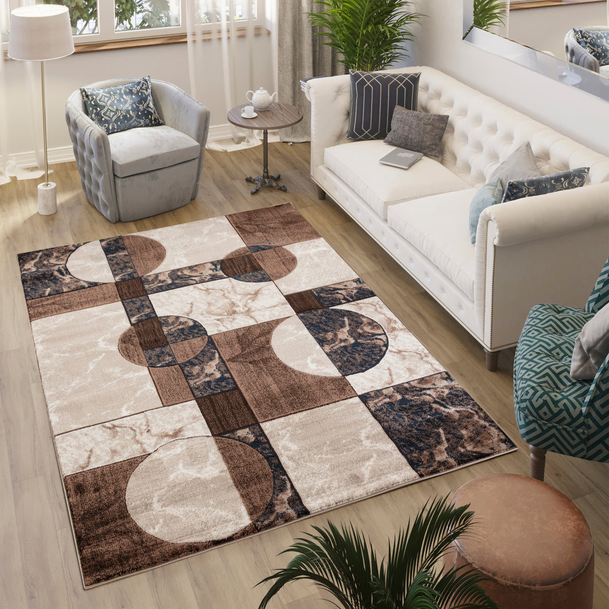 Argon 292 Area Rug Navy/D.Beige