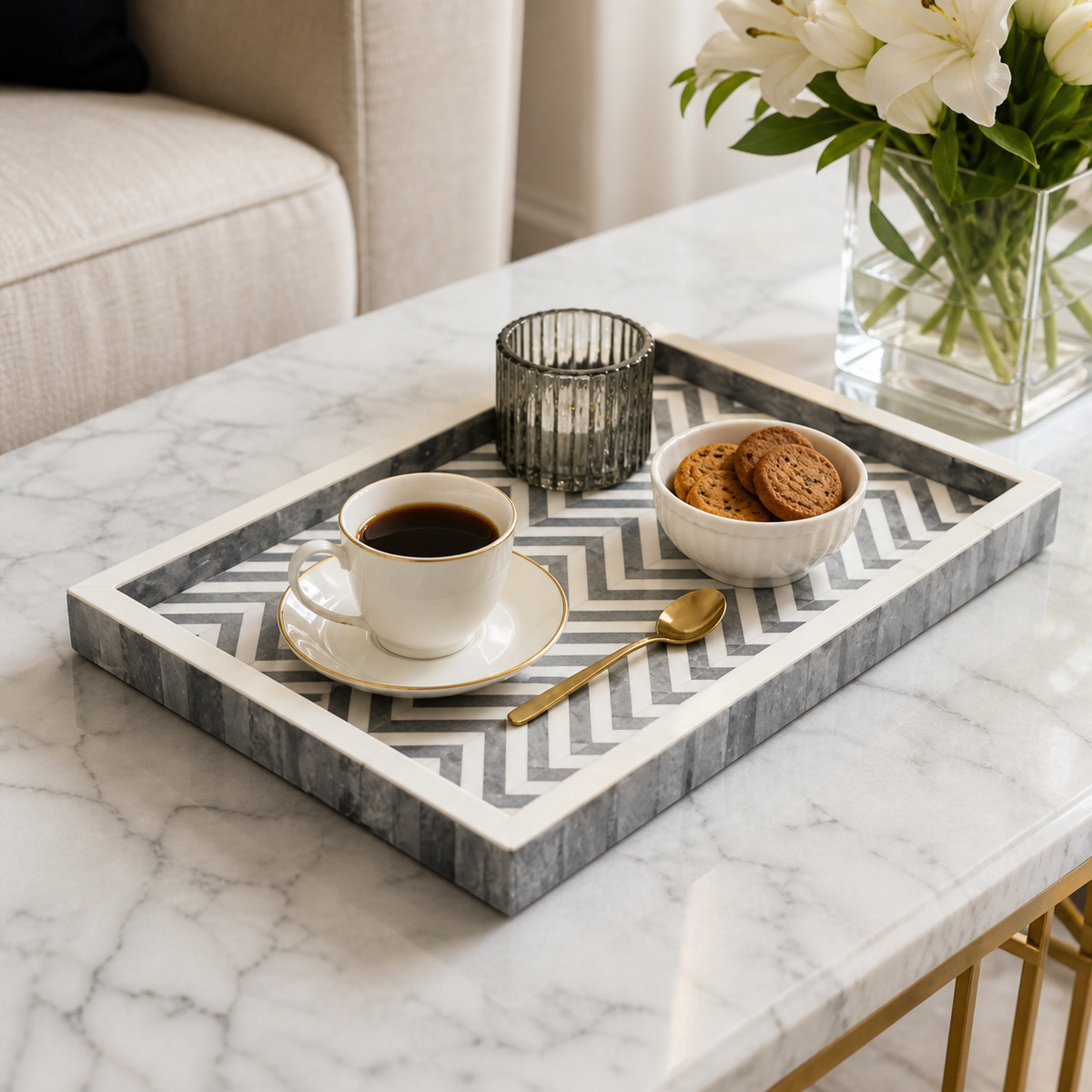 Wood Tray | Decorative Wooden Serving Tray | Elegant Home Décor Piece