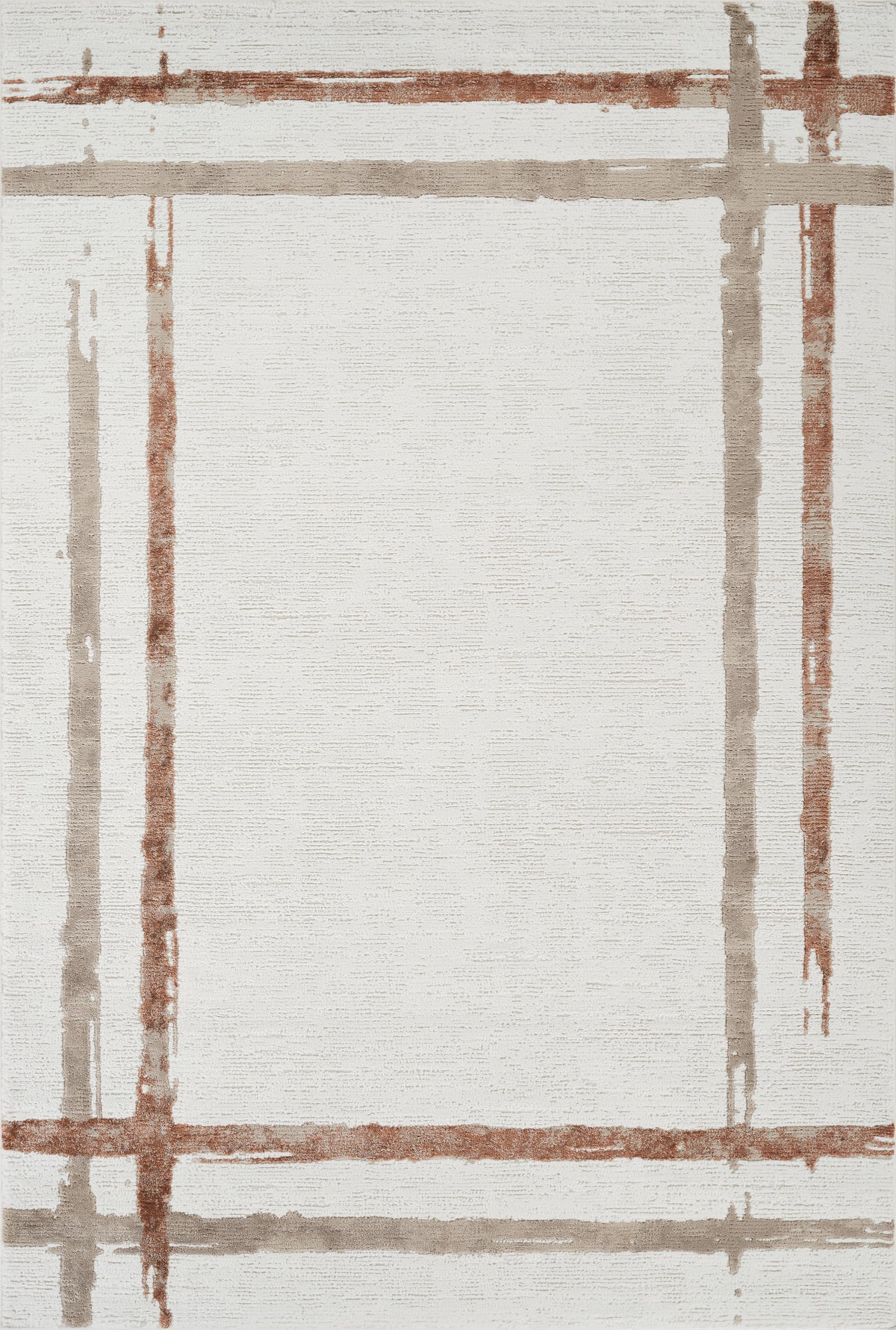 Modern Abstract Brushstroke Bordered Beige & Rose Area Rug & Runner – 67747 Beige Rose