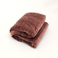 Cotton Velvet Stonewashed Hand Quilted Bedspread with Flanges - 88" x 92"