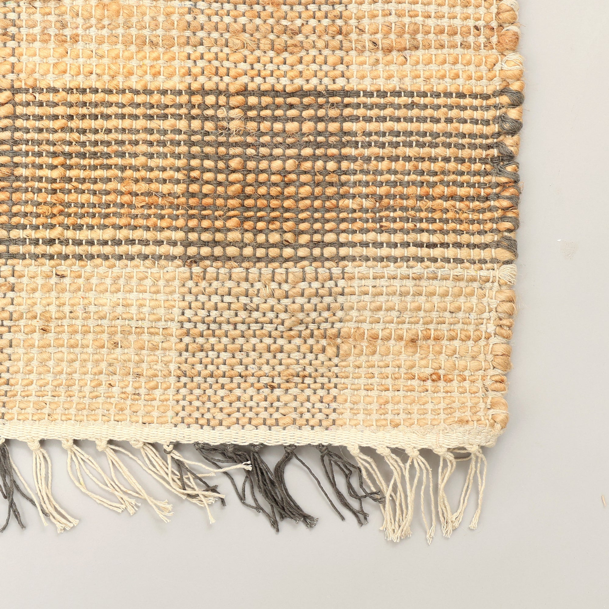 Artisan Hand Woven Jute & Cotton Grey Plaid Rug