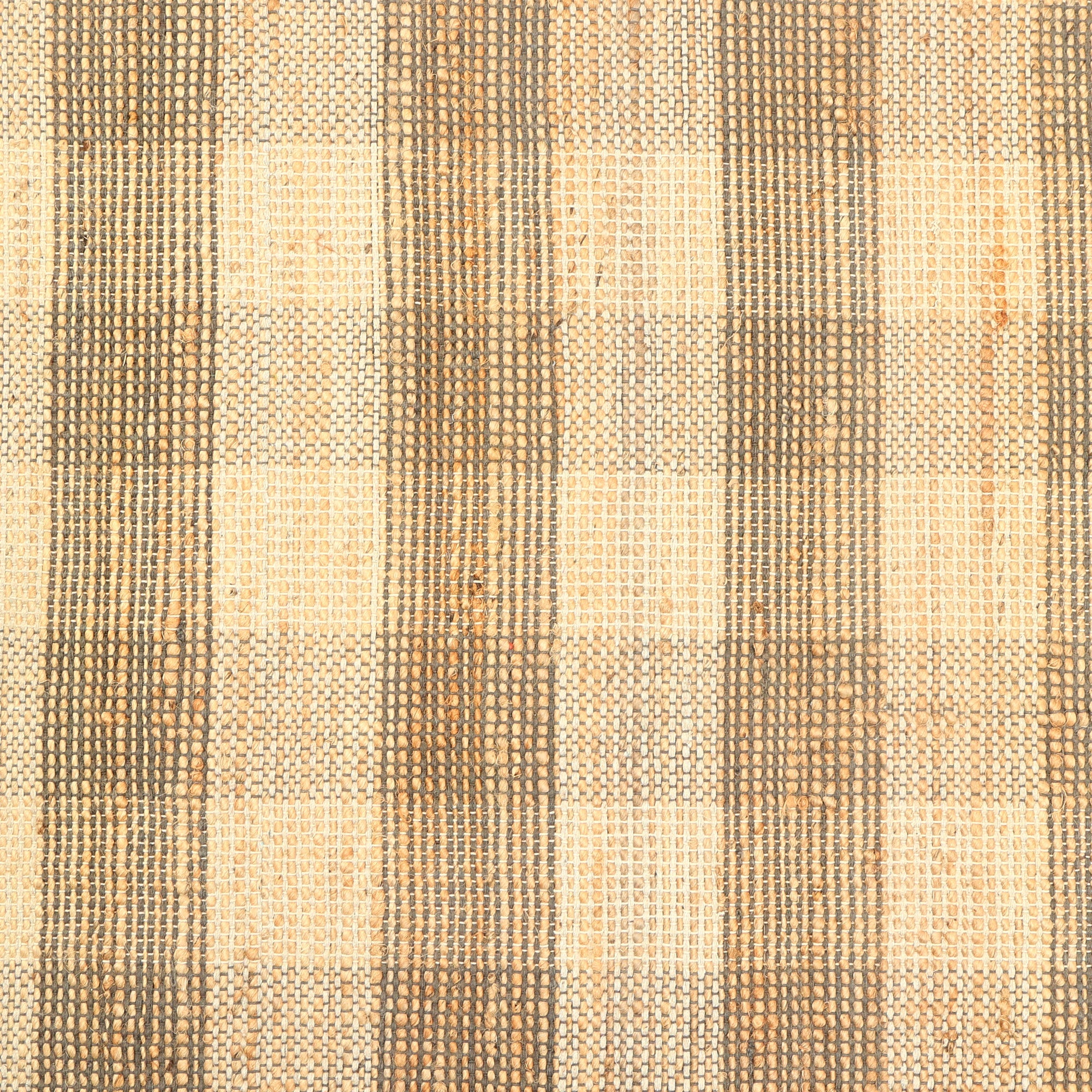 Artisan Hand Woven Jute & Cotton Grey Plaid Rug