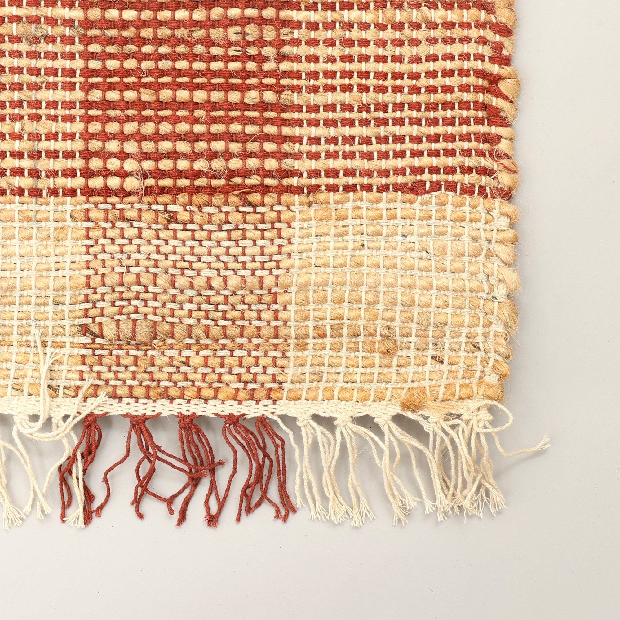 Artisan Hand Woven Jute & Cotton Brown Plaid Rug