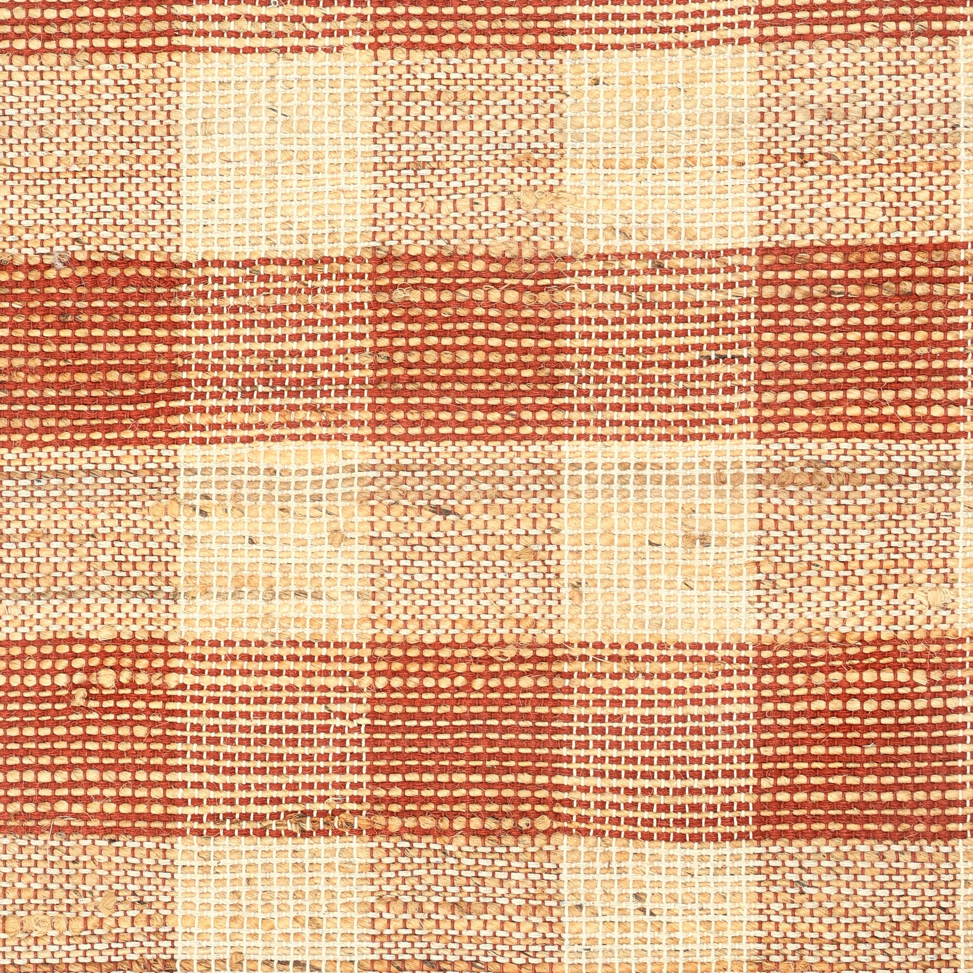 Artisan Hand Woven Jute & Cotton Brown Plaid Rug