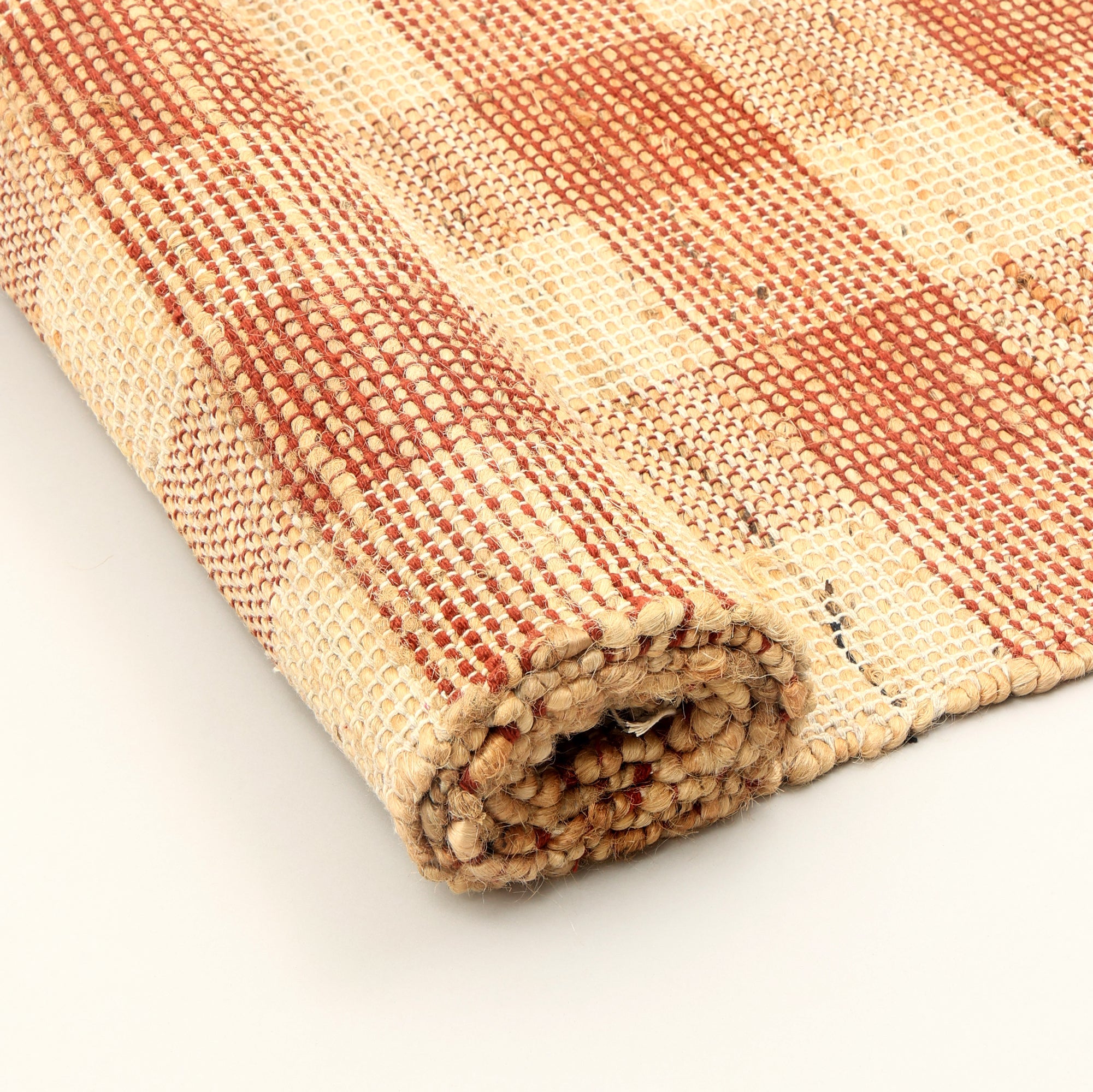 Artisan Hand Woven Jute & Cotton Brown Plaid Rug