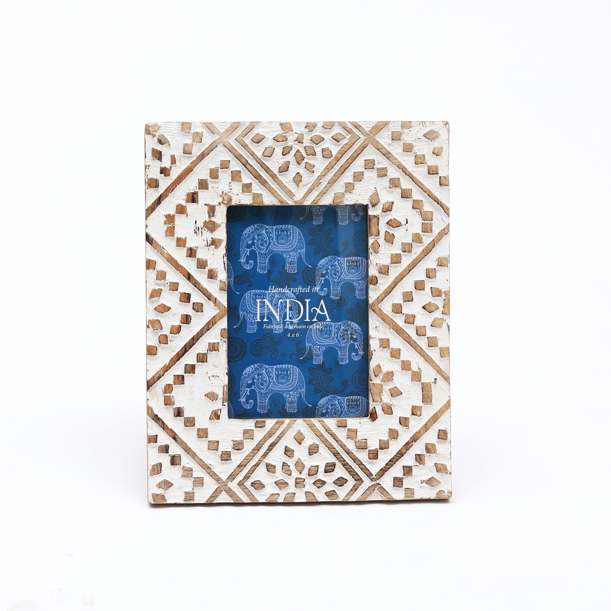 Decorative Photo Frame | Mango Wood | Whitewash - Elegant Design