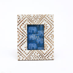 Decorative Photo Frame | Mango Wood | Whitewash - Elegant Design