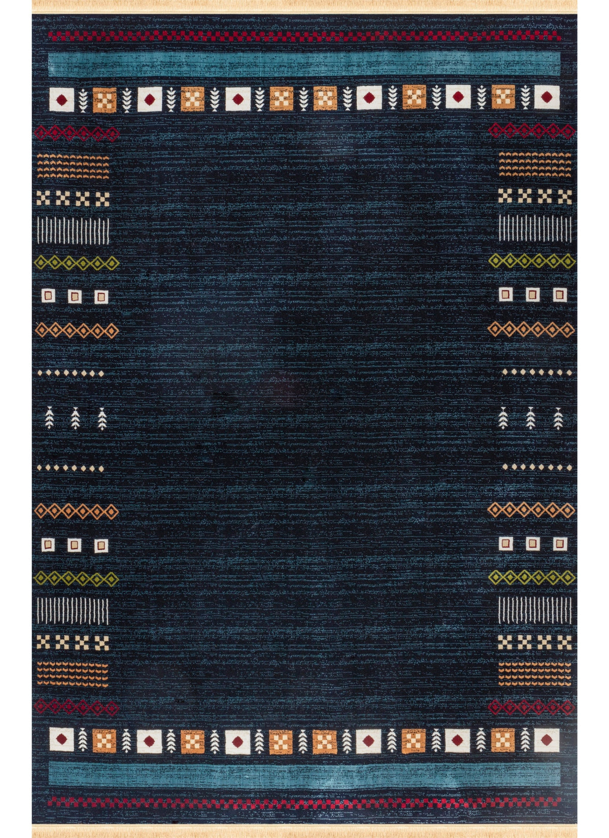 Traditional Tribal Southwestern Geometric Navy Area Rug & Runner – E927A Navy