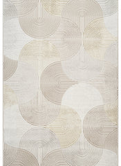 Mid-Century Modern Geometric Arch Beige Area Rug & Runner – 50158 Beige