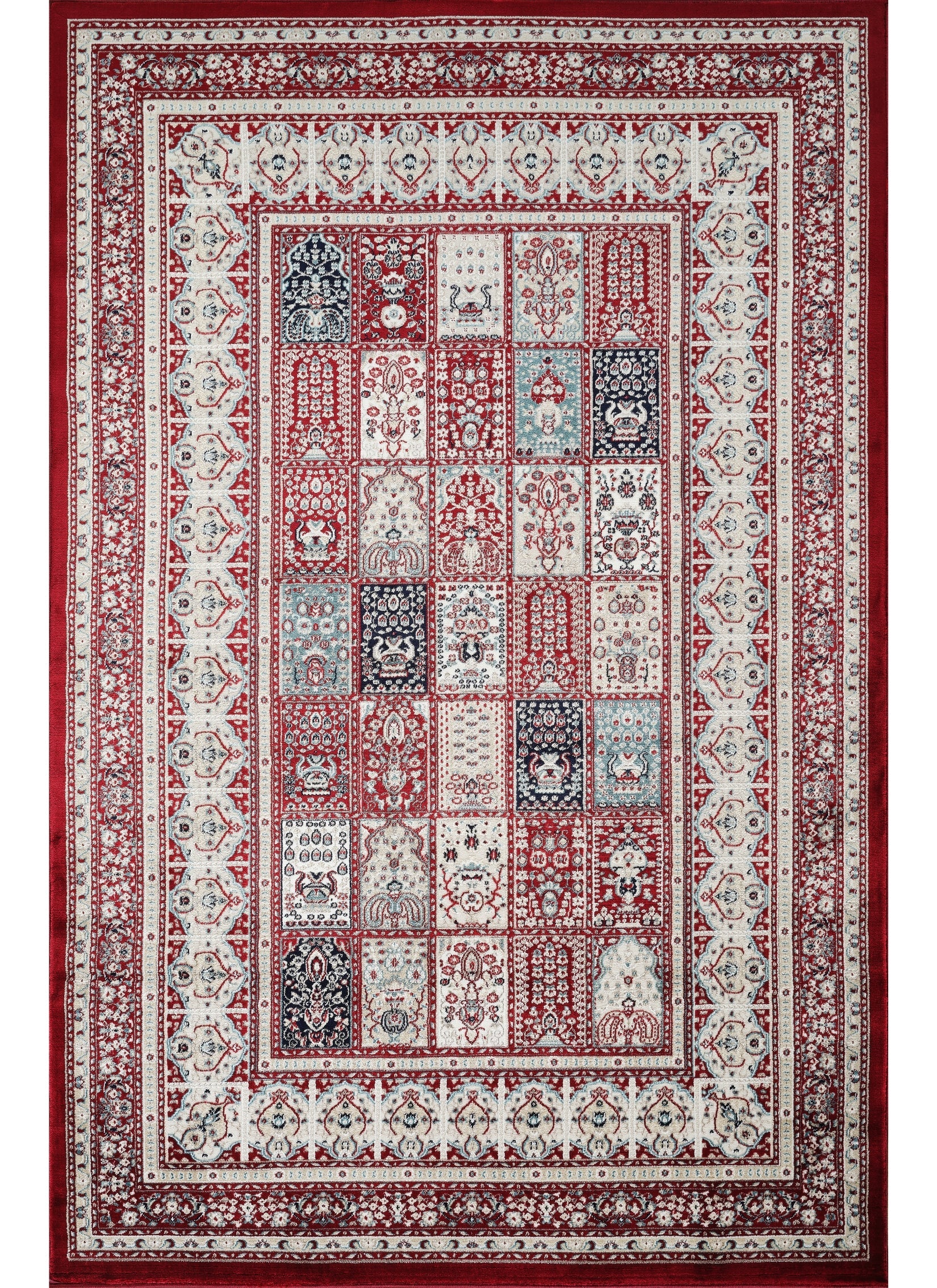 Traditional Persian Bakhtiari Garden Panel Red Area Rug, Runner & Round Rug – 4763 Red