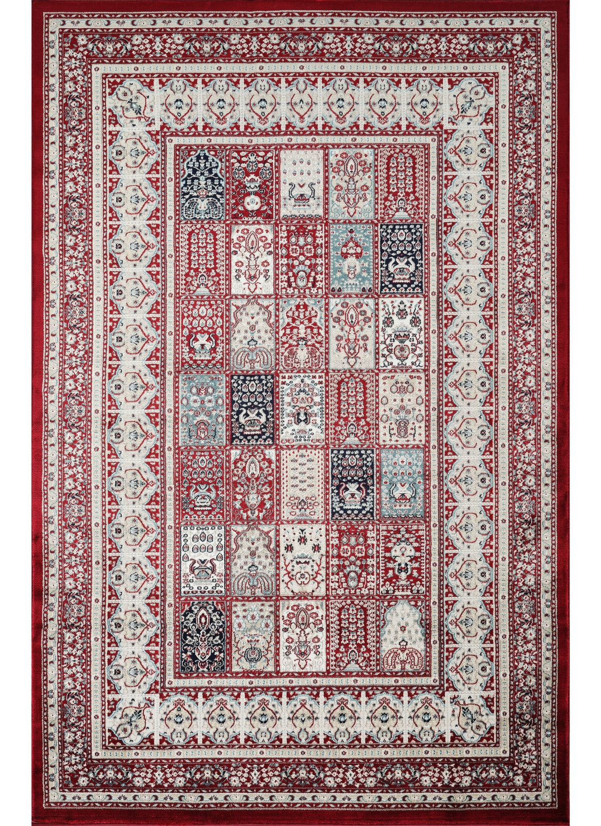 Traditional Persian Bakhtiari Garden Panel Red Area Rug, Runner & Round Rug – 4763 Red