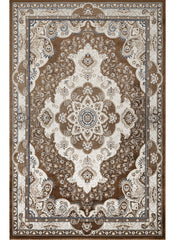 Traditional Persian Paisley Floral Medallion Brown Area Rug, Runner & Round Rug – 470 Brown