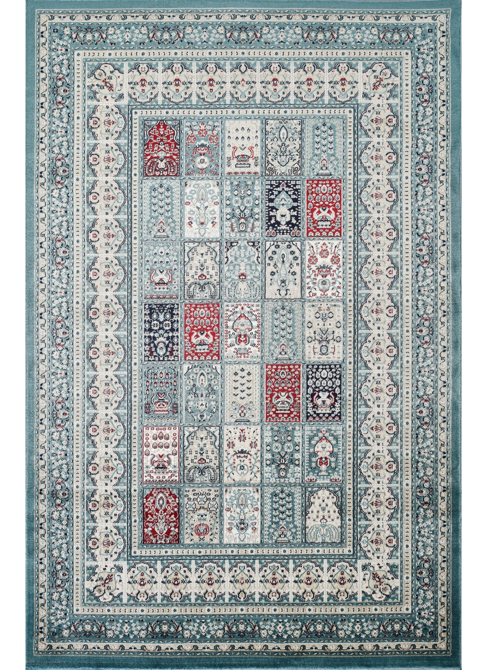 Traditional Persian Bakhtiari Garden Panel Blue Area Rug, Runner & Round Rug – 4763 Blue