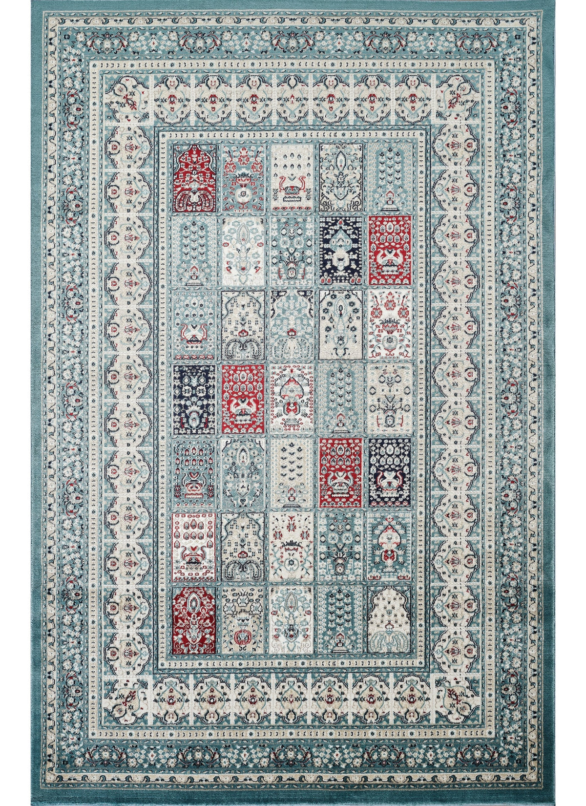Traditional Persian Bakhtiari Garden Panel Blue Area Rug, Runner & Round Rug – 4763 Blue