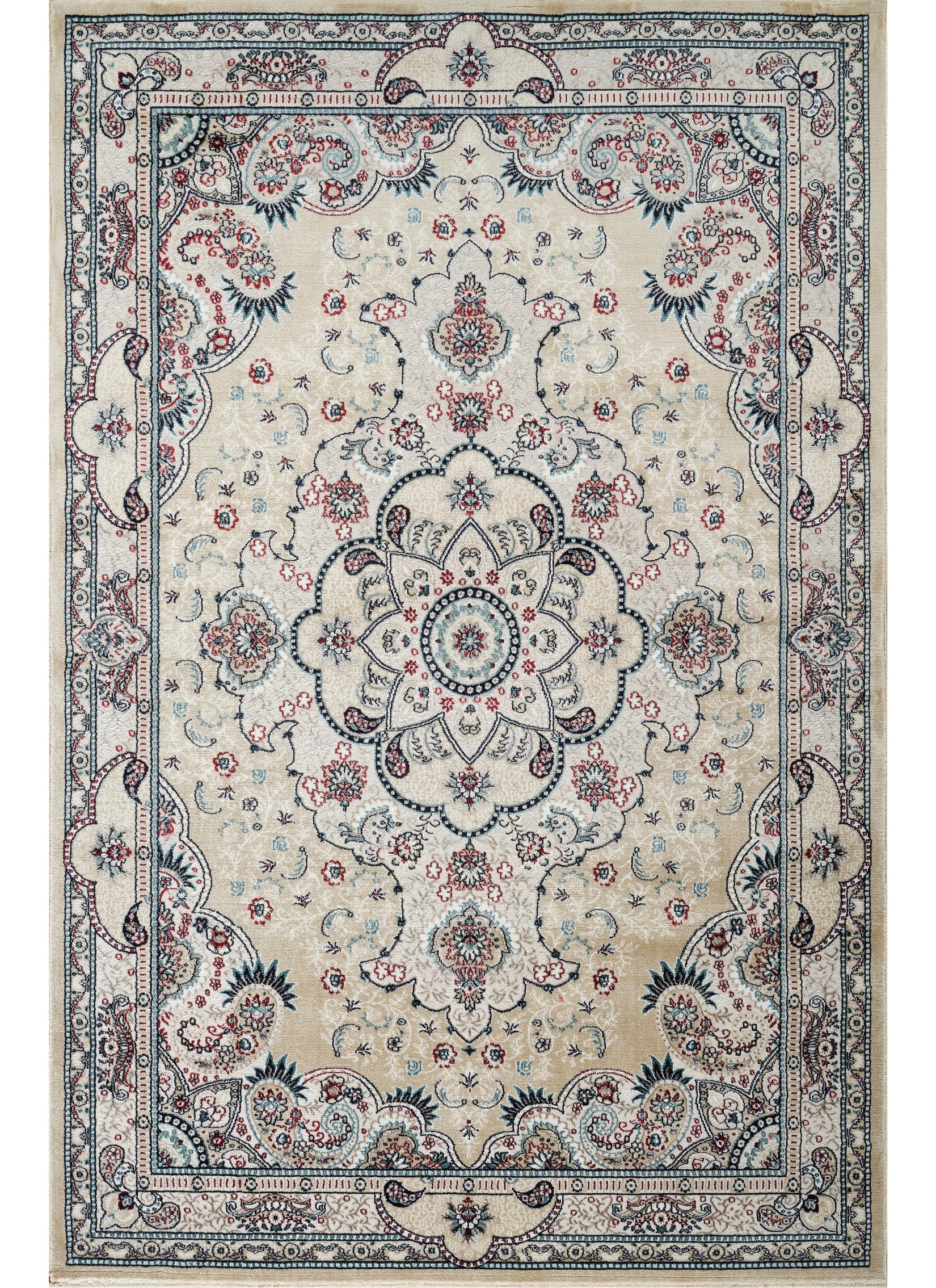 Traditional Persian Paisley Floral Medallion Beige Area Rug, Runner & Round Rug – 470 Beige
