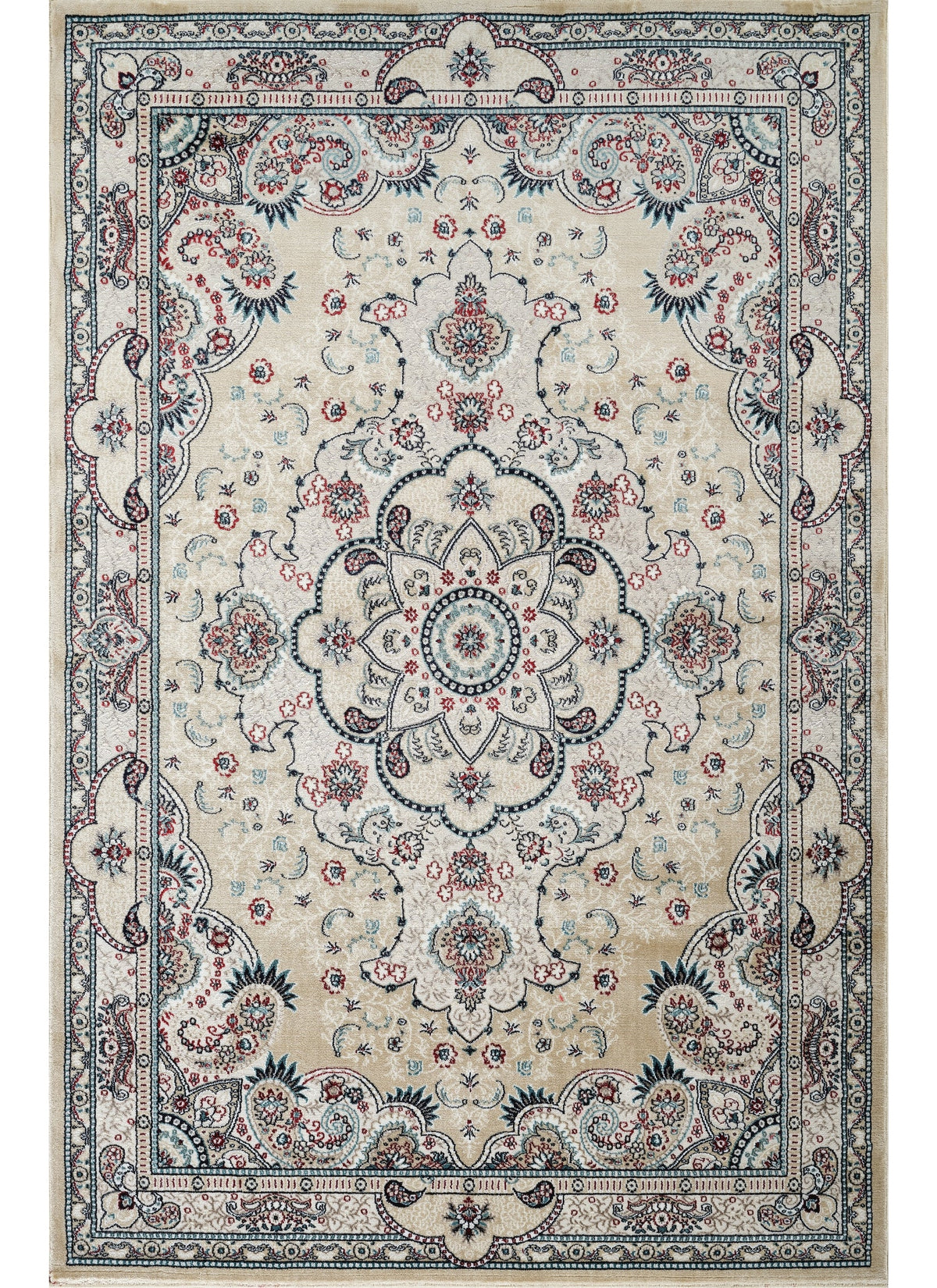 Traditional Persian Paisley Floral Medallion Beige Area Rug, Runner & Round Rug – 470 Beige
