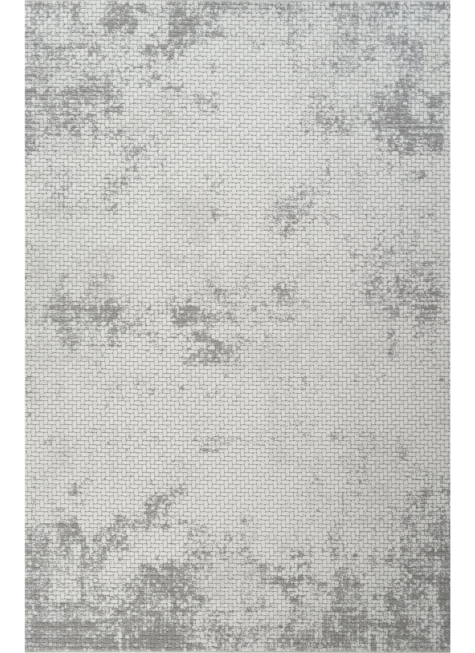 Modern Basketweave Textured Solid Cream & Grey Area Rug & Runner – BT321 Cream Grey