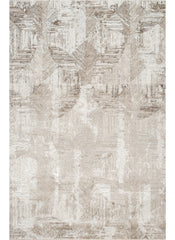 Modern Abstract Distressed Geometric Cream Area Rug & Runner – 60235 Cream