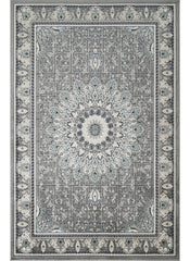 Traditional Persian Kerman Floral Medallion Grey Area Rug, Runner & Round Rug – 478 Grey