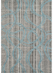 Modern Abstract Circle Swirl Textured Blue Area Rug & Runner – 17349 Blue