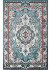 Traditional Persian Paisley Floral Medallion Blue Area Rug, Runner & Round Rug – 470 Blue