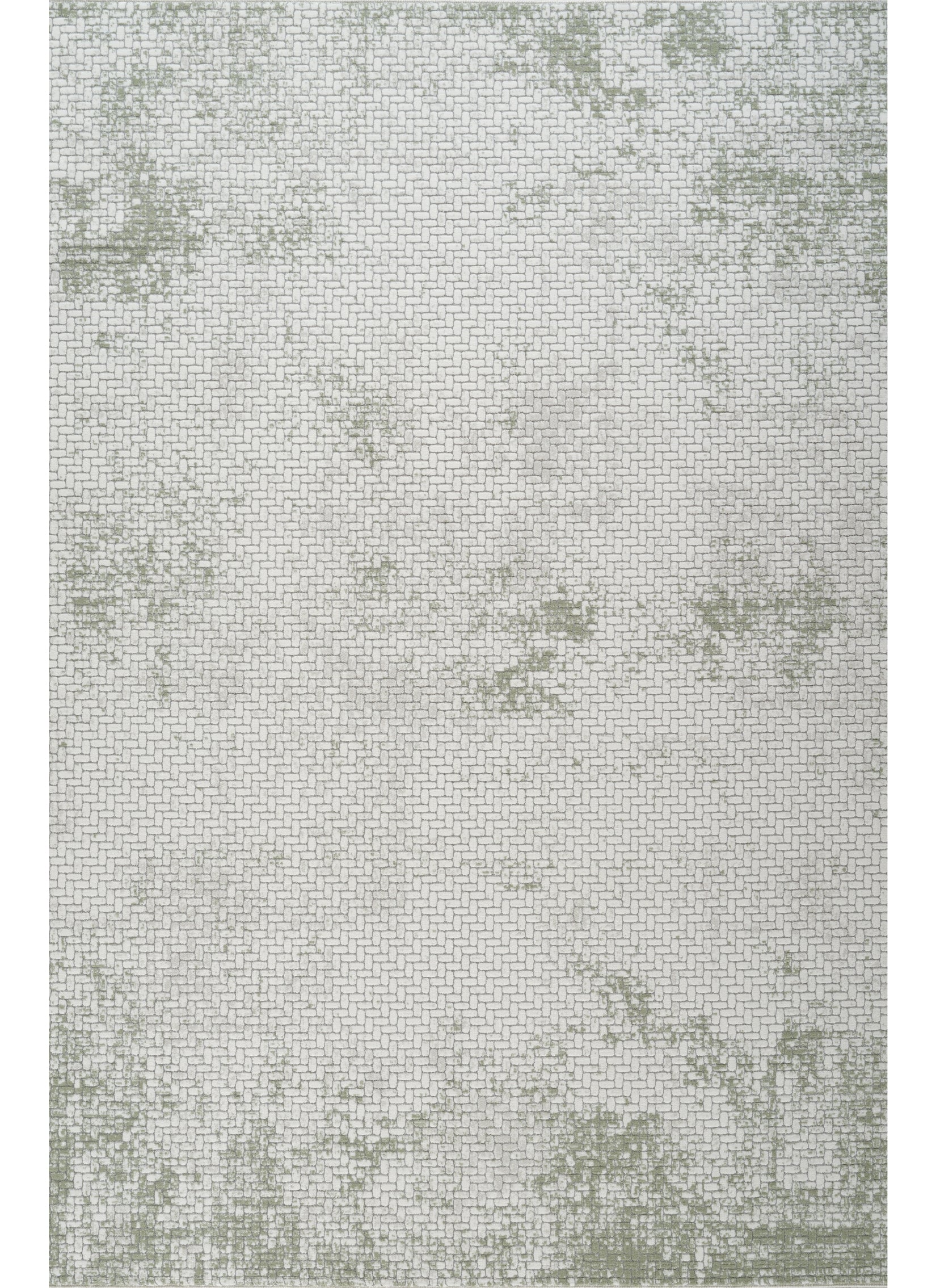 Modern Basketweave Textured Solid Cream & Green Area Rug & Runner – BT321 Cream Green