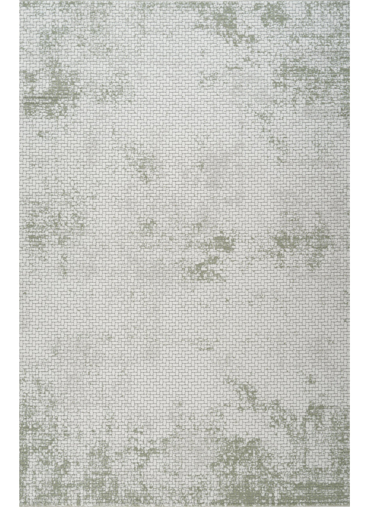 Modern Basketweave Textured Solid Cream & Green Area Rug & Runner – BT321 Cream Green