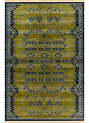Traditional Tribal Southwestern Geometric Green & Navy Area Rug & Runner – E927A Green Navy