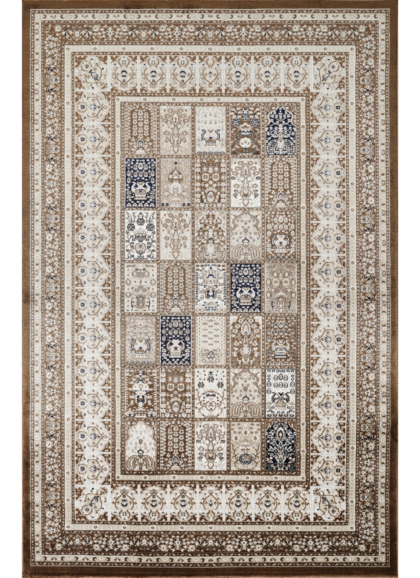 Traditional Persian Bakhtiari Garden Panel Brown Area Rug, Runner & Round Rug – 4763 Brown