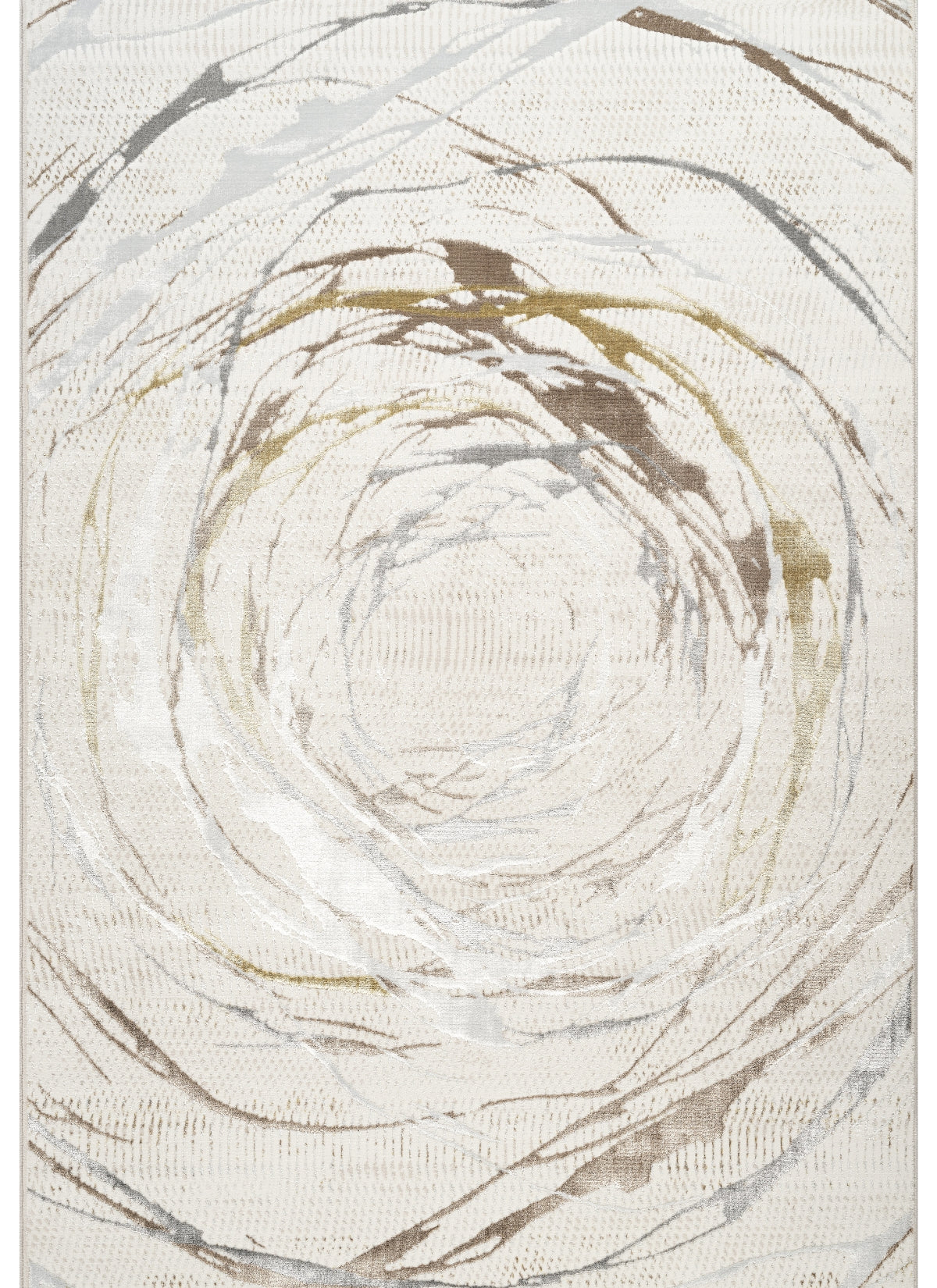 Modern Abstract Circular Swirl Cream Area Rug & Runner – 50103 Cream