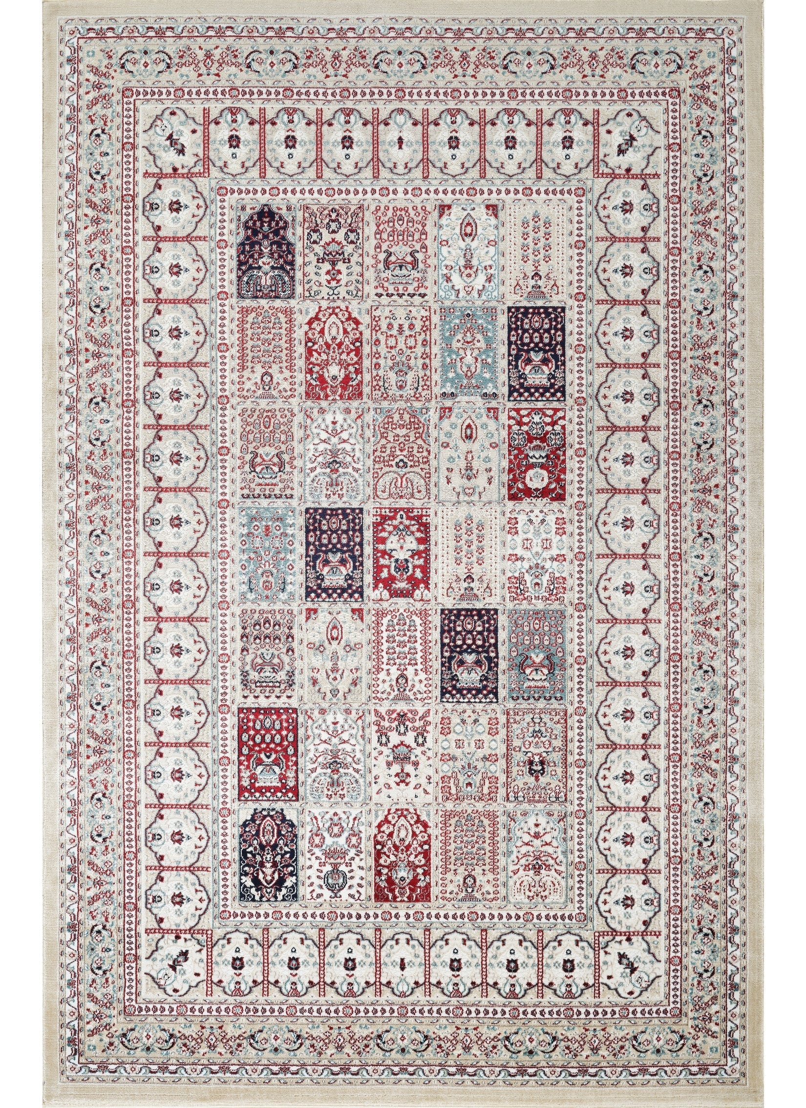 Traditional Persian Bakhtiari Garden Panel Beige Area Rug, Runner & Round Rug – 4763 Beige