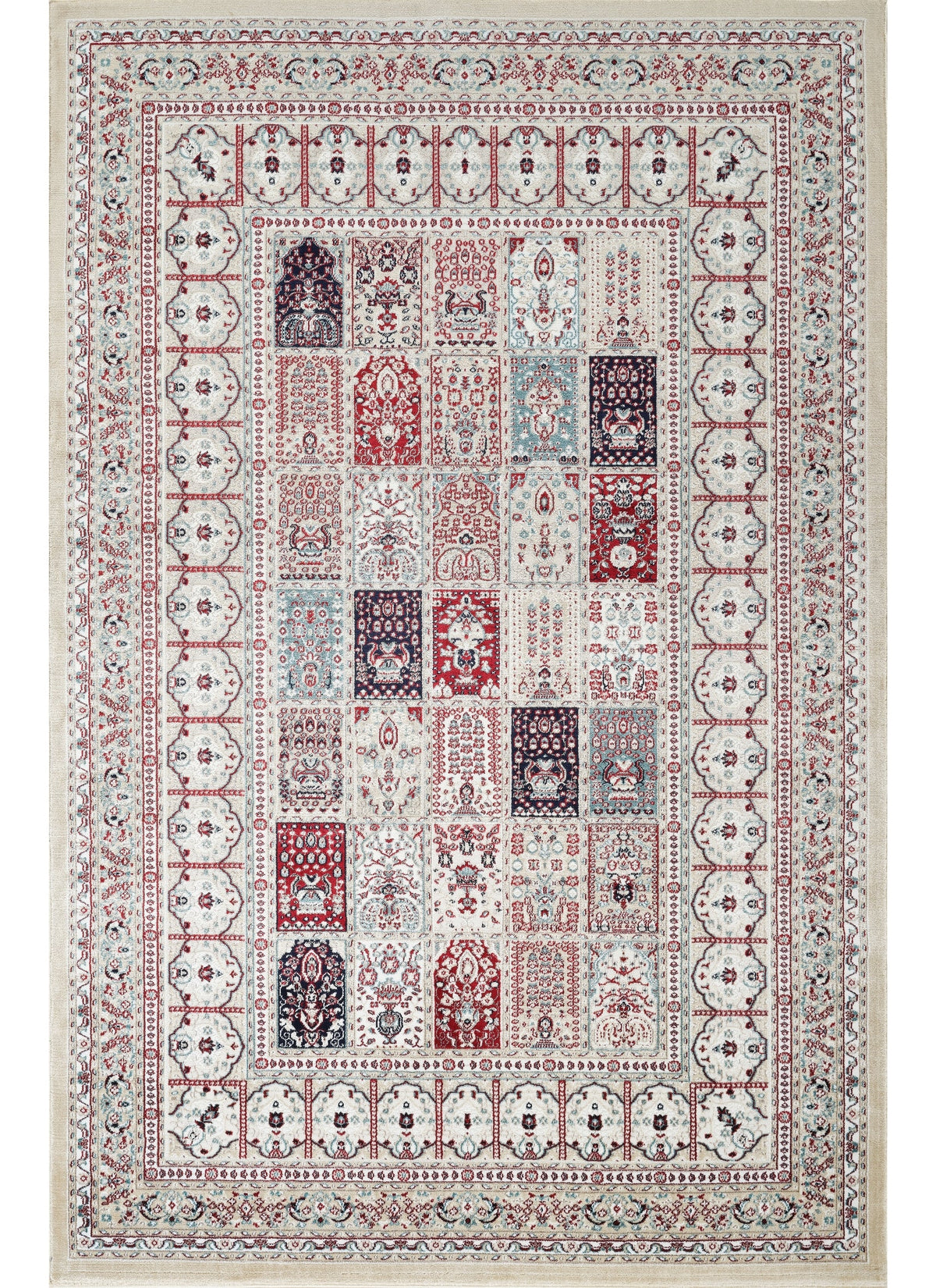 Traditional Persian Bakhtiari Garden Panel Beige Area Rug, Runner & Round Rug – 4763 Beige