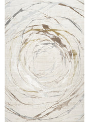 Modern Abstract Circular Swirl Grey Area Rug & Runner – 50103 Grey