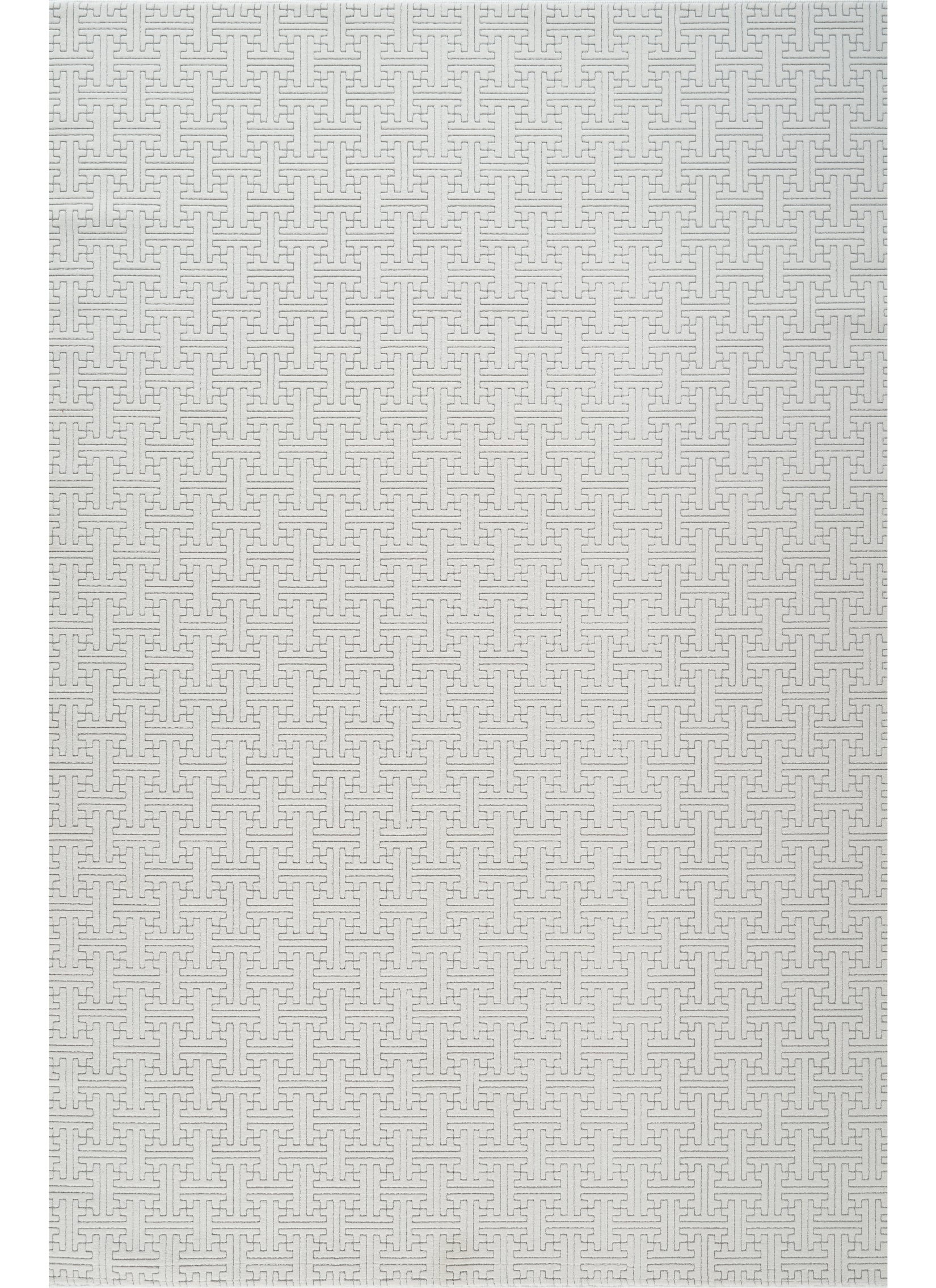 Modern Geometric Fretwork Textured Cream Area Rug & Runner – BT318 Cream