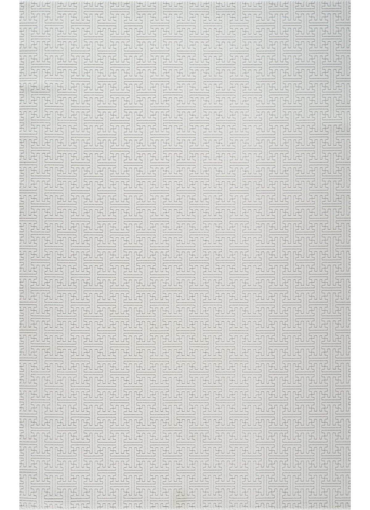 Modern Geometric Fretwork Textured Cream Area Rug & Runner – BT318 Cream