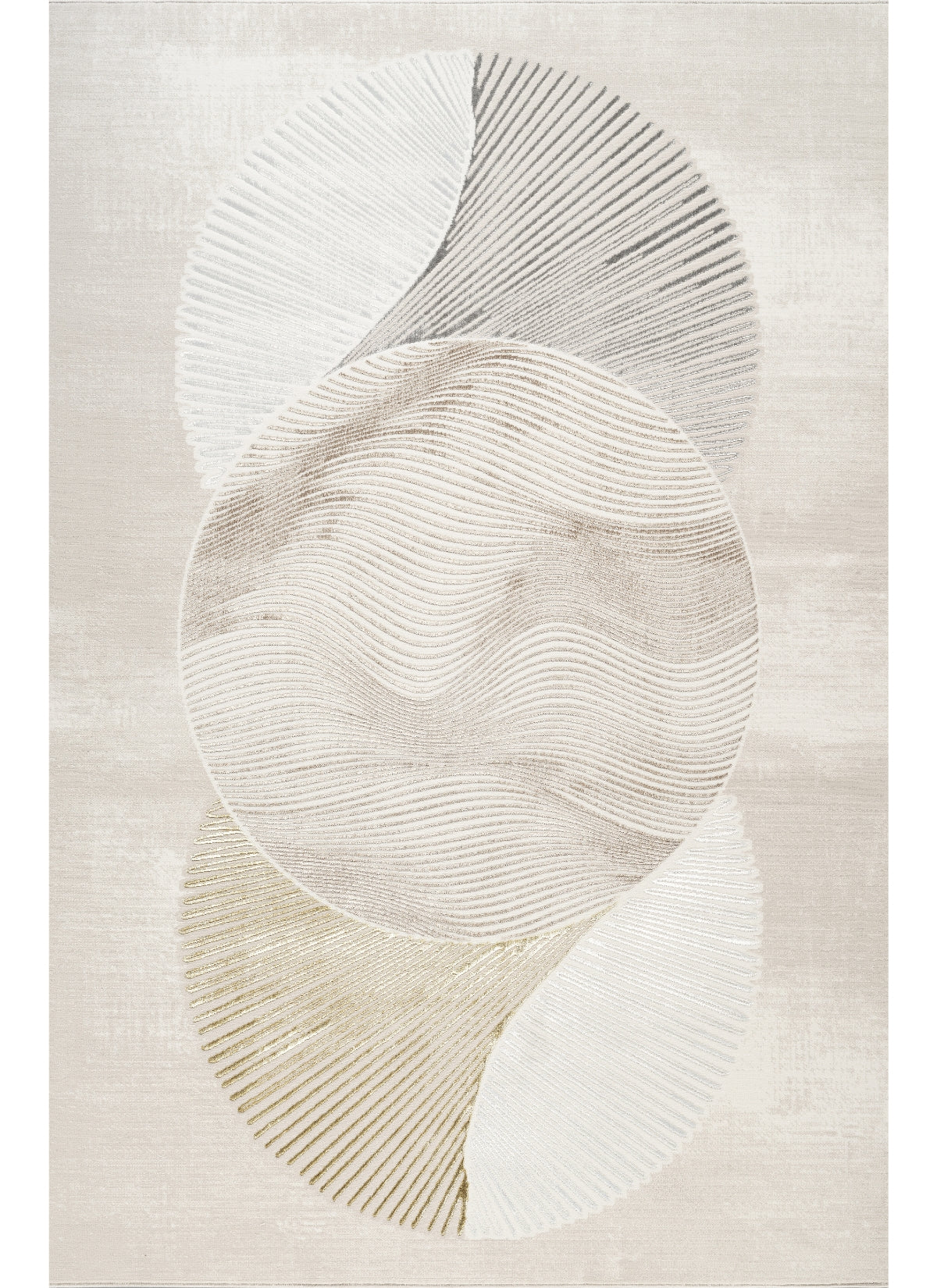 Modern Abstract Fan Circle Cream Area Rug & Runner – 50097 Cream