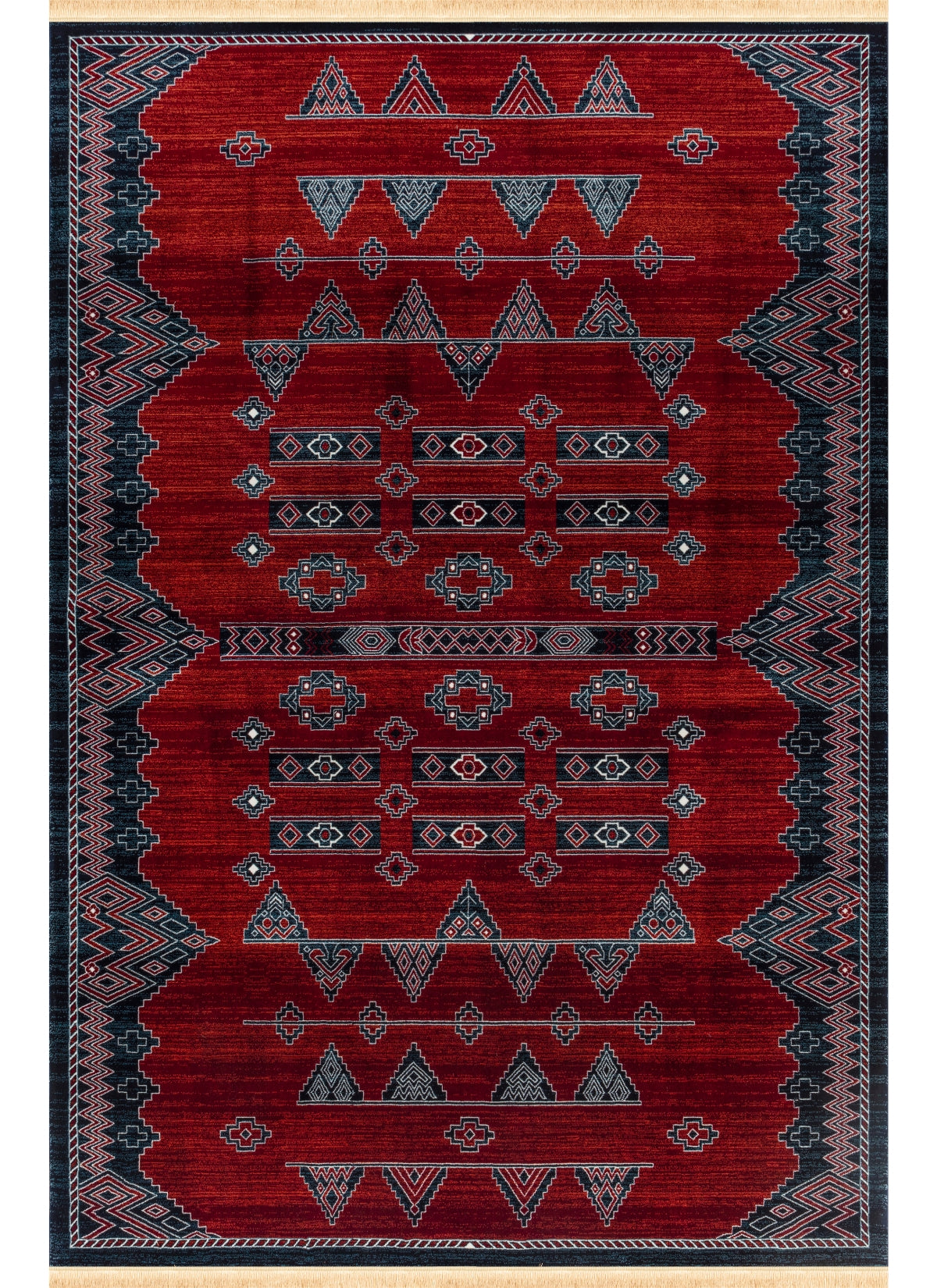 Traditional Tribal Southwestern Geometric Red Area Rug & Runner – E927A Red