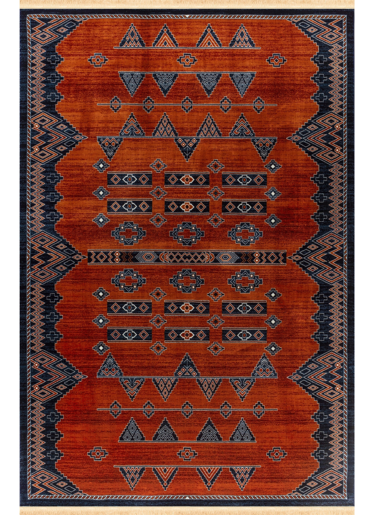 Traditional Tribal Southwestern Geometric Rose Area Rug & Runner – E927A Rose