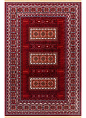 Traditional Tribal Turkmen Geometric Panel Red Area Rug & Runner – E851B Red