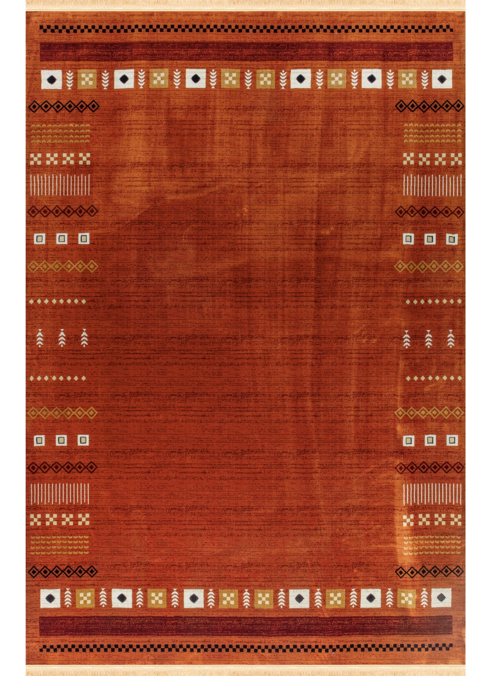 Modern Tribal Gabbeh Bordered Solid Rose Area Rug & Runner – B744A Rose
