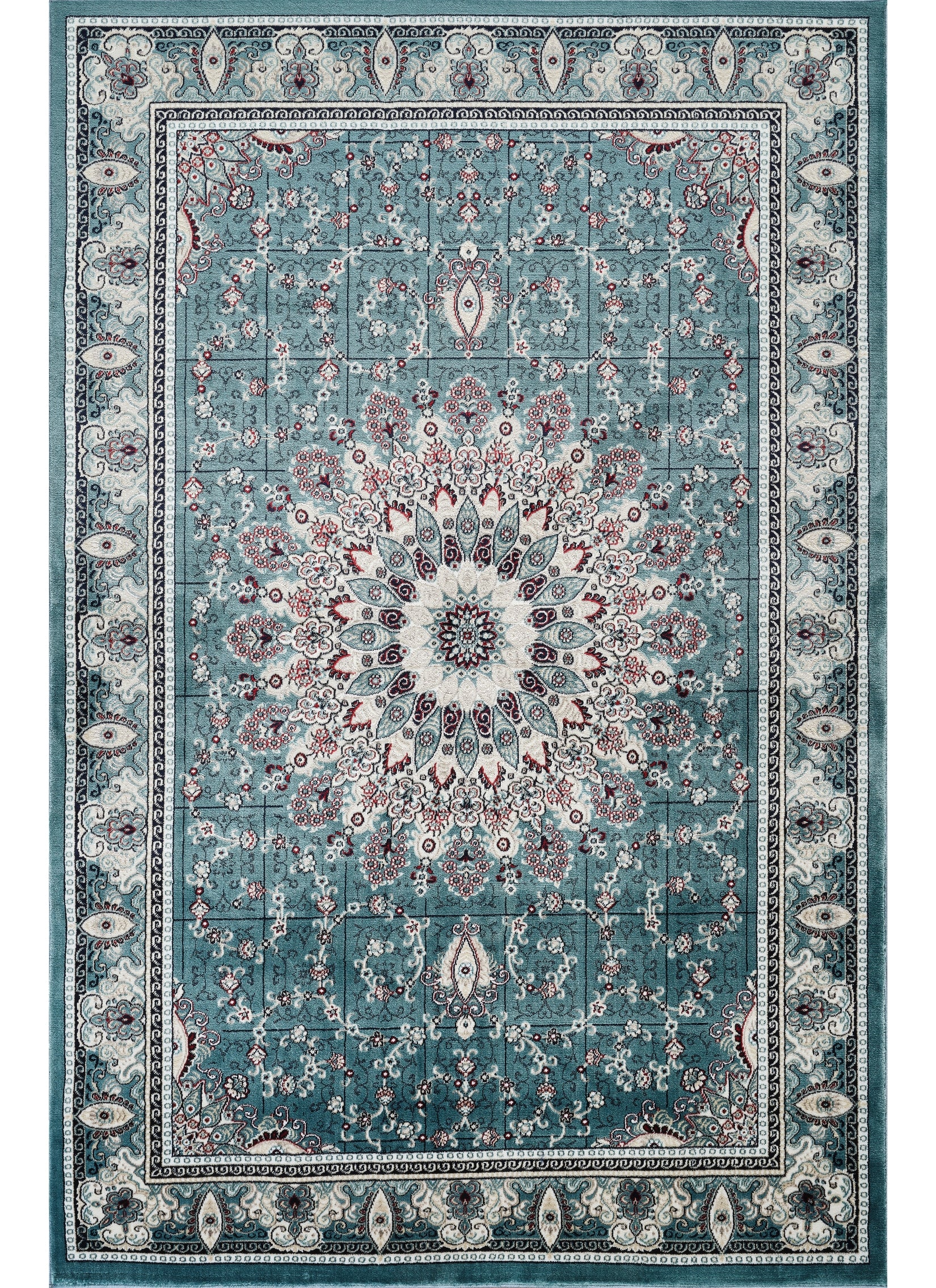 Traditional Persian Kerman Floral Medallion Blue Area Rug, Runner & Round Rug – 478 Blue