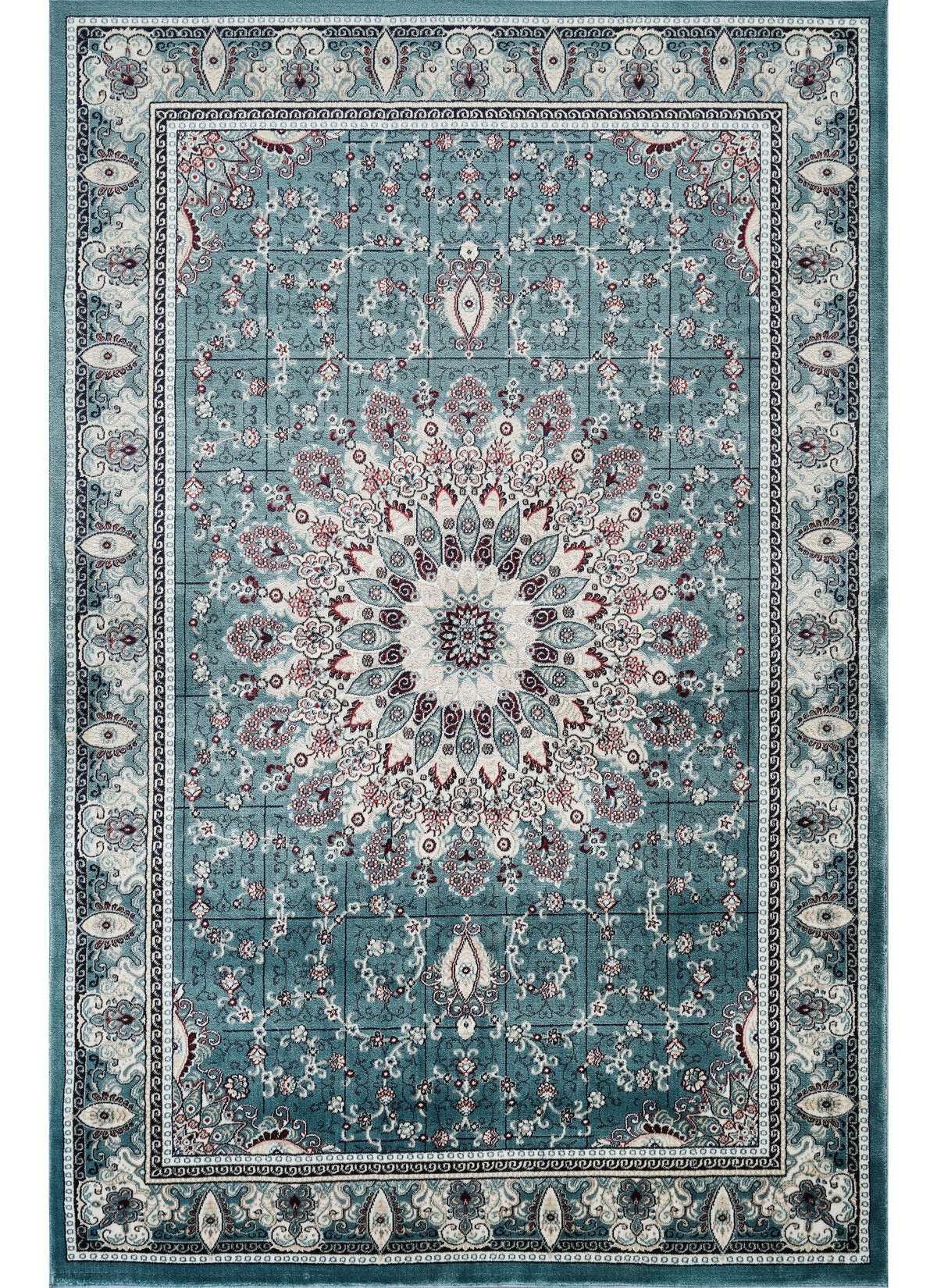 Traditional Persian Kerman Floral Medallion Blue Area Rug, Runner & Round Rug – 478 Blue
