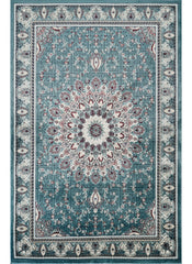 Traditional Persian Kerman Floral Medallion Blue Area Rug, Runner & Round Rug – 478 Blue