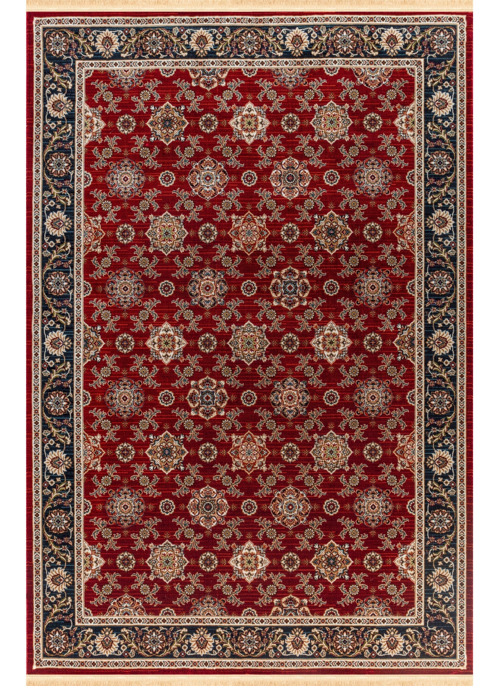 Traditional Persian All-Over Rosette Floral Bordered Red Area Rug & Runner – D529B Red