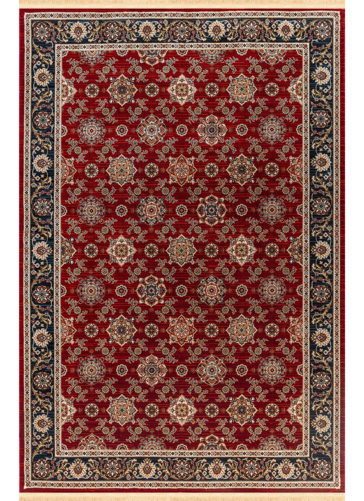 Traditional Persian All-Over Rosette Floral Bordered Red Area Rug & Runner – D529B Red