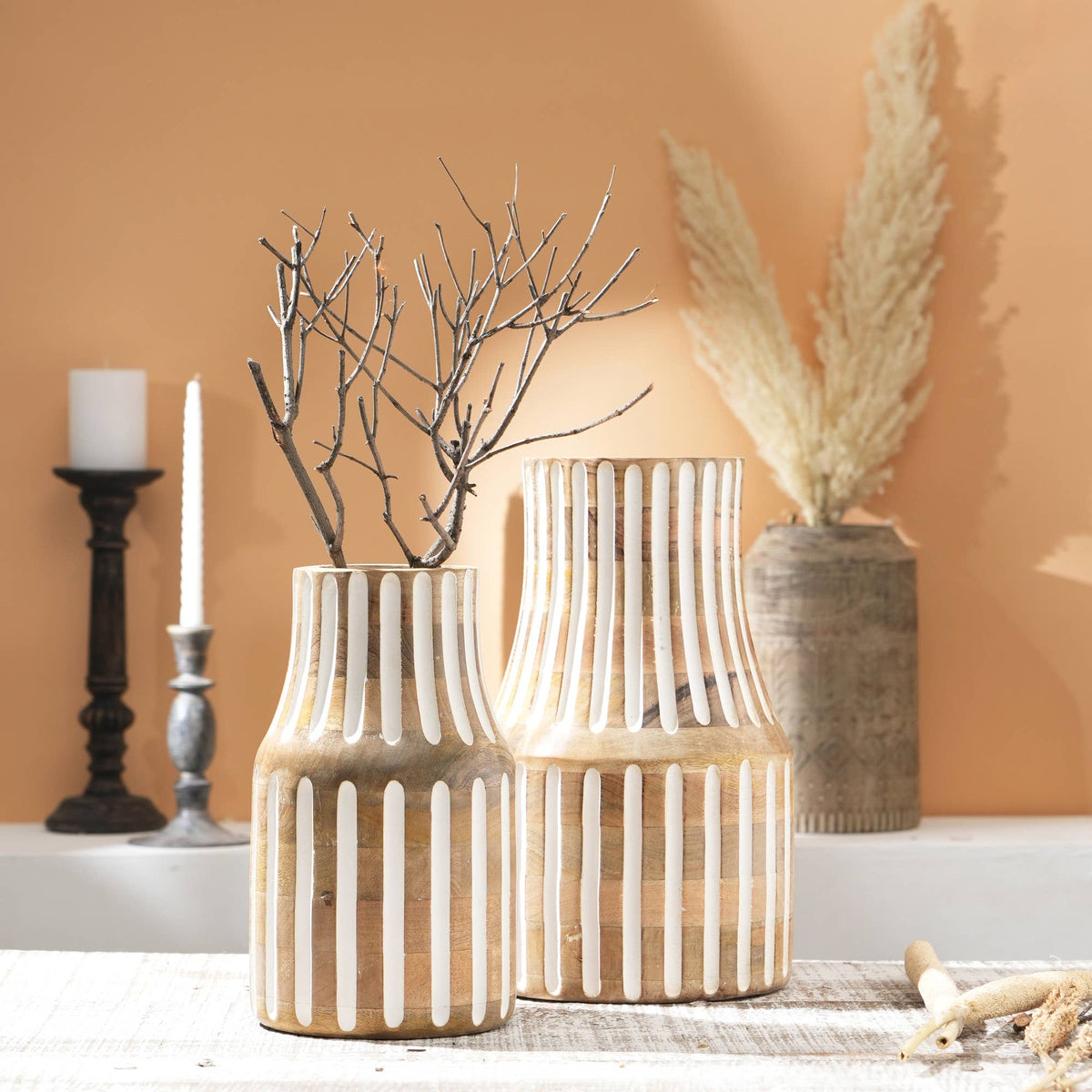 Vase | Decorative Handcrafted Accent Wood Vase | Unique Wooden Home Decor Piece
