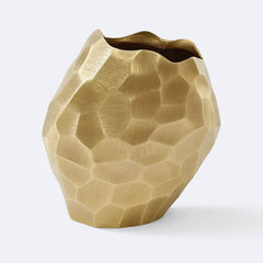 Faceted Gold Aluminum Vase | Modern Sculptural Décor