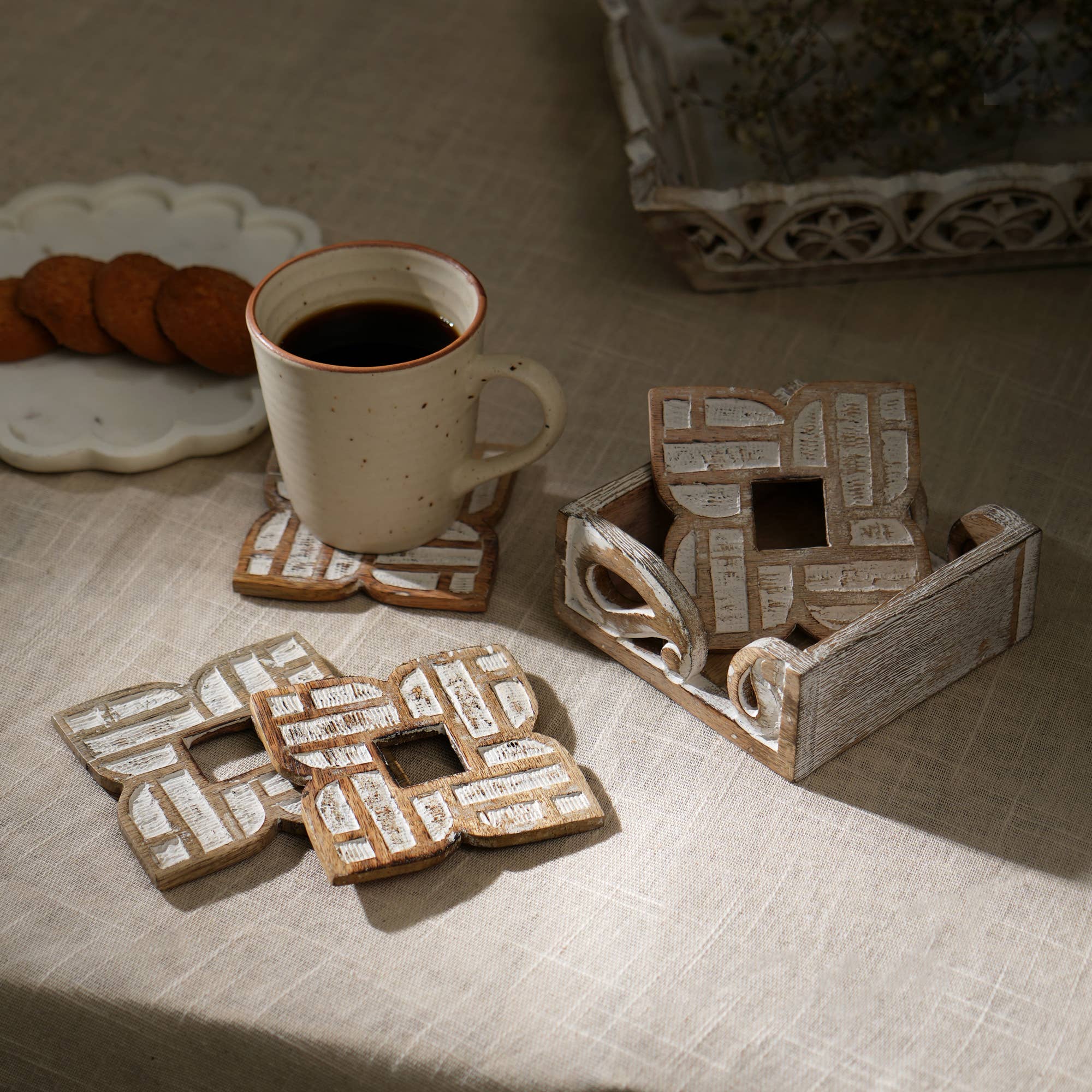 Wooden Coasters for Home & Office Use | Set of 4 | Stylish Drink Coasters